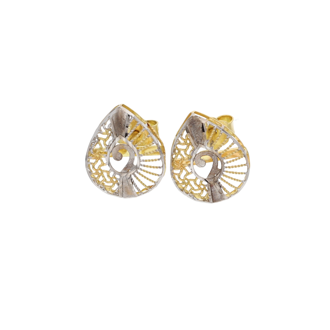 Gold Drop Shaped Design Clip Earrings 18KT - FKJERN18K8941