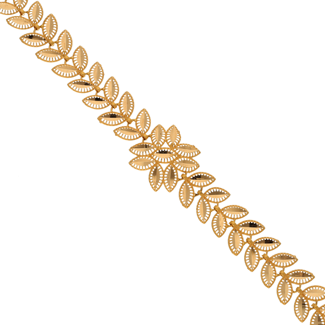 Gold Leaf Collar Design Bracelet 21KT - FKJBRL21K9053