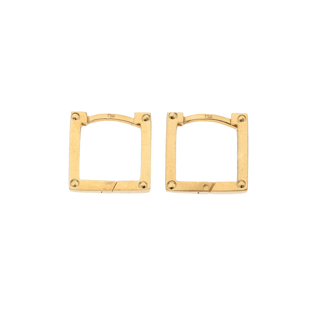 Gold Square Shaped Hoop Earrings 18KT - FKJERN18K9257
