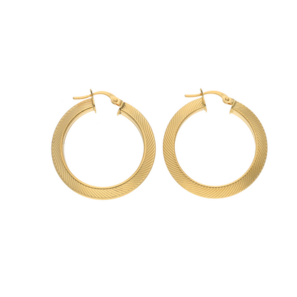 Gold Classic Stud Hoop Round Earrings 18KT - FKJERN18K9275