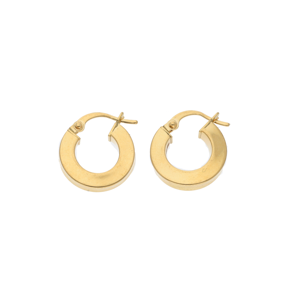 Gold Classic Plain Stud Hoop Round Earrings 18KT - FKJERN18K9276