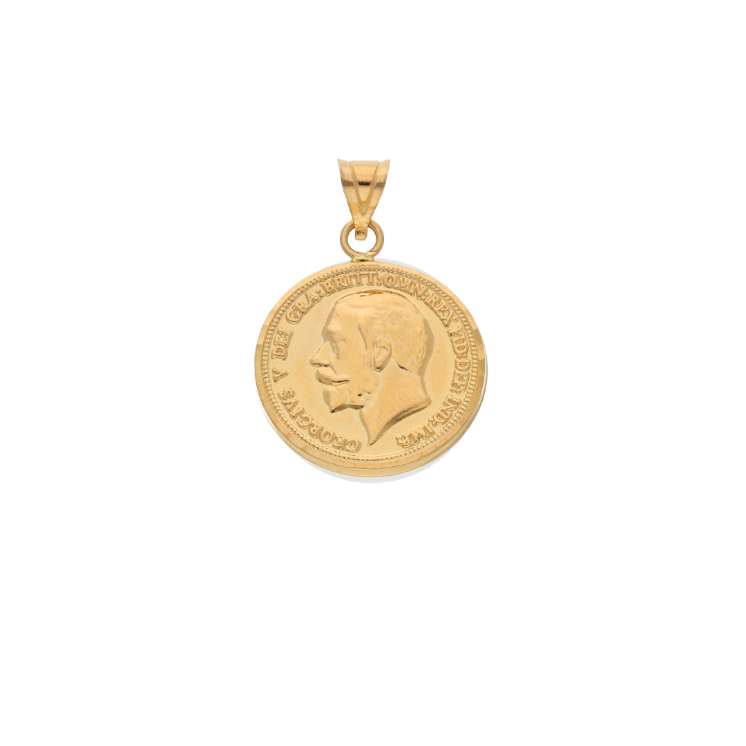 Gold Coin Shaped Pendant 21KT - FKJPND21KM9608