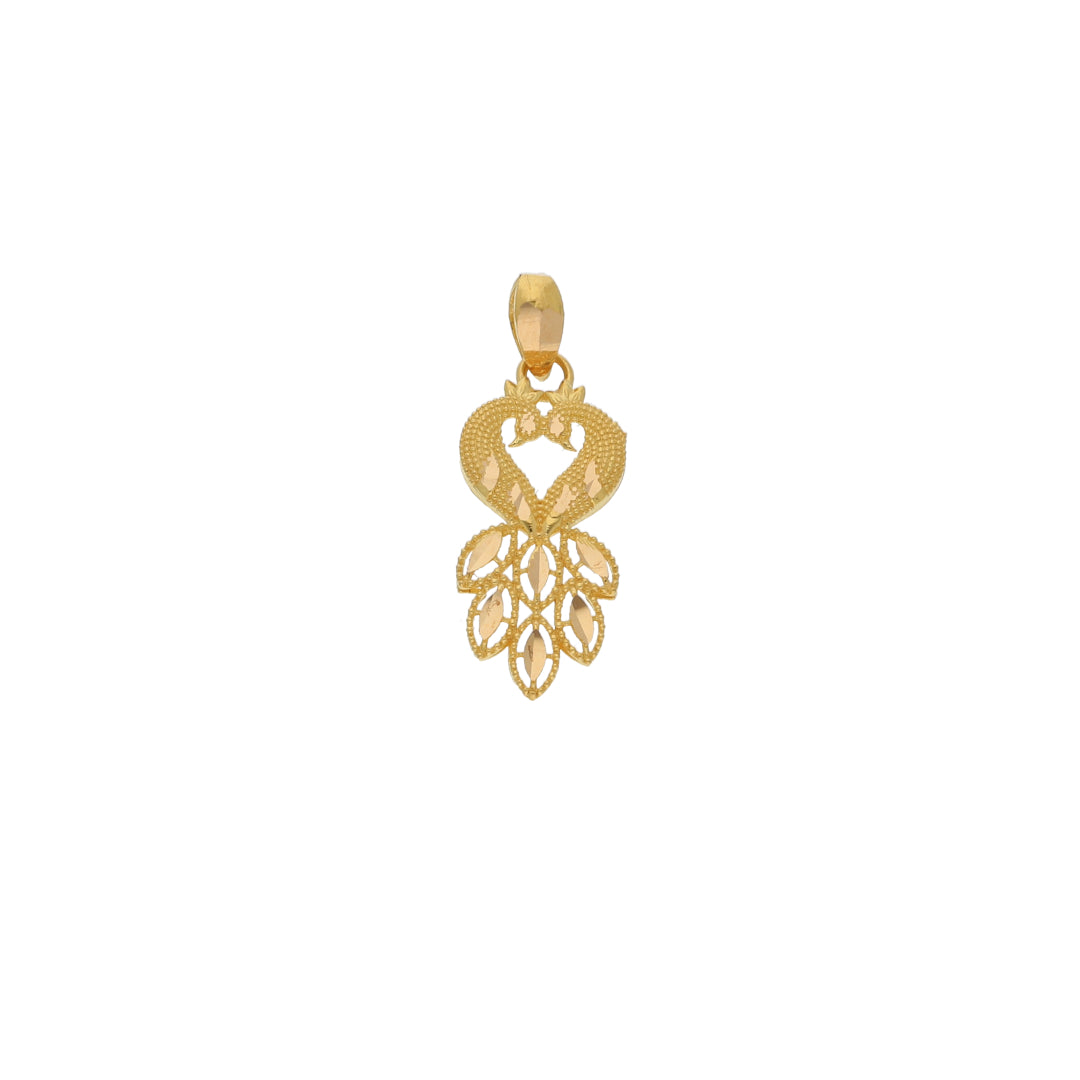 Gold Twin Peacock Shaped Pendant 21KT - FKJPND21KM9597