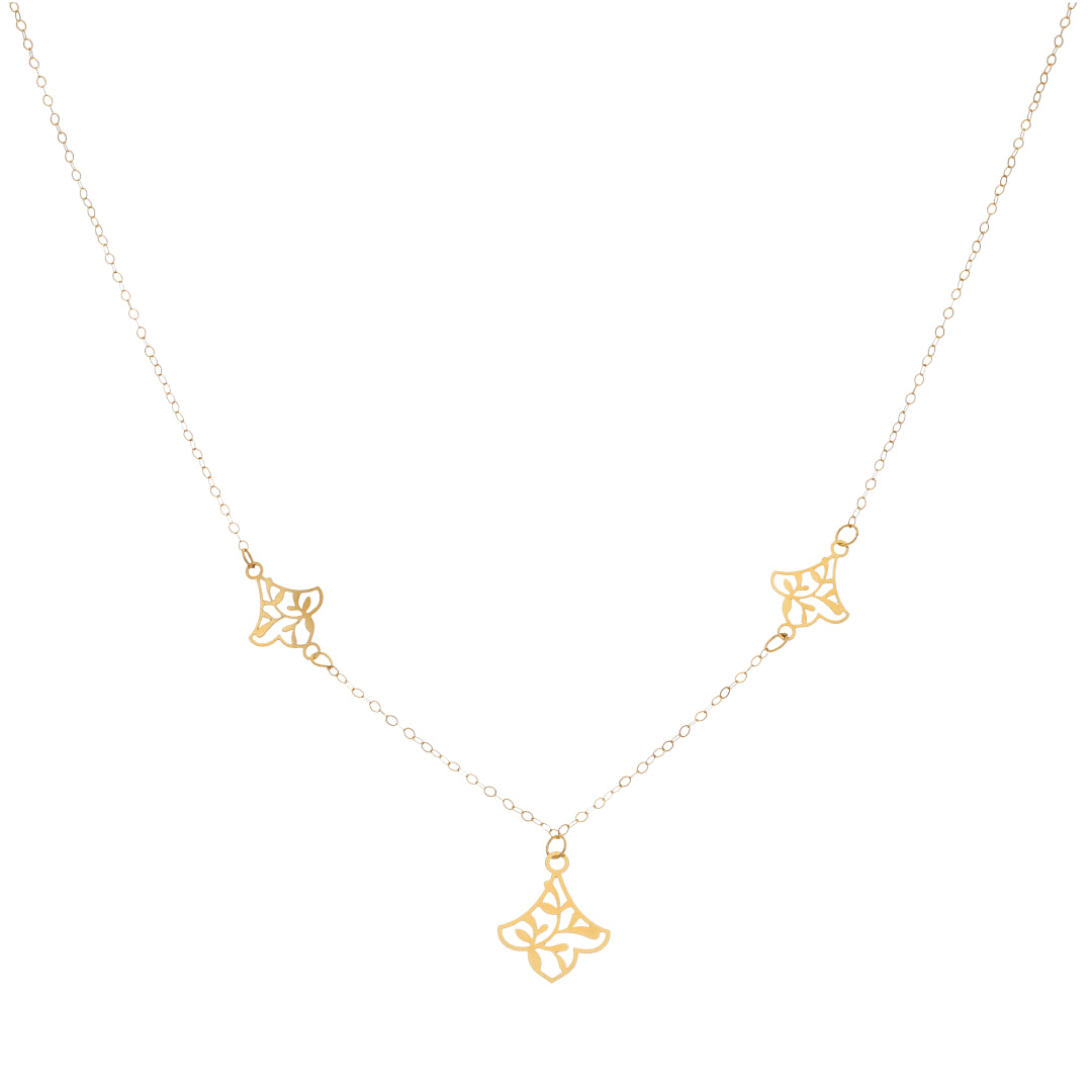 Gold Classy Leaf Shaped Necklace 21KT - FKJNKL21KM9802