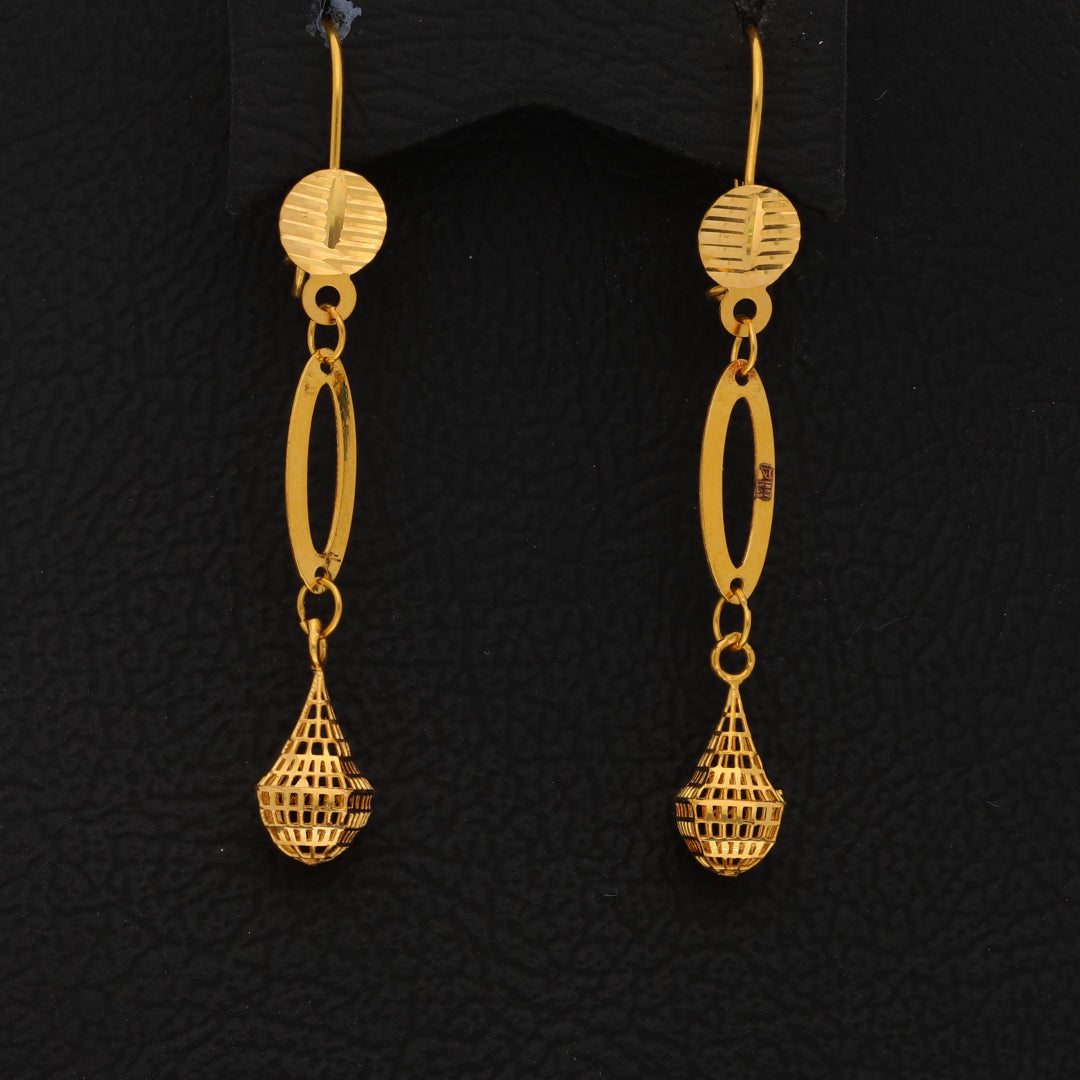 Gold Hanging Tear Drop Shaped Pendant Set (Necklace, Bracelet, Earrings and Ring) 21KT - FKJNKLST21KM9857