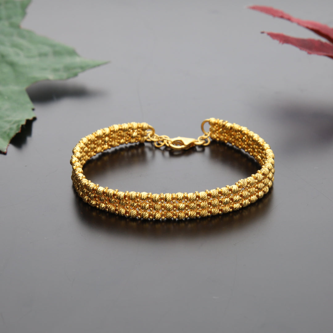Gold Beaded Bangle 21KT - FKJBNG21KM10097