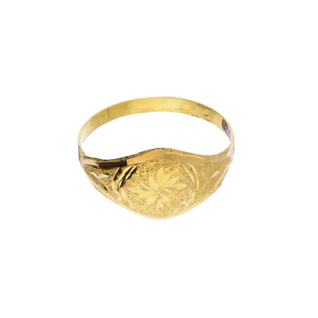 Gold Floral Engraved Ring 18KT - FKJRN18K10312