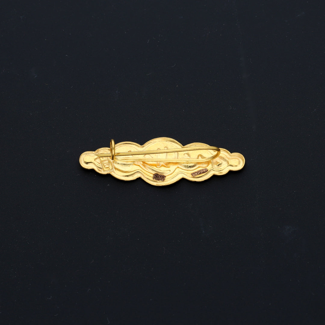 Gold Scalloped Shape Brooch 21KT - FKJBRCH21KM10408
