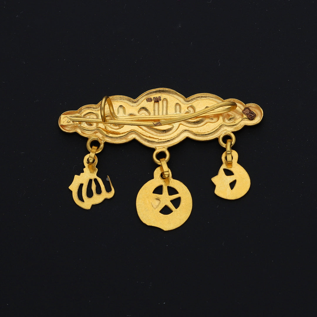 Gold Engraved Brooch 21KT - FKJBRCH21KM10412