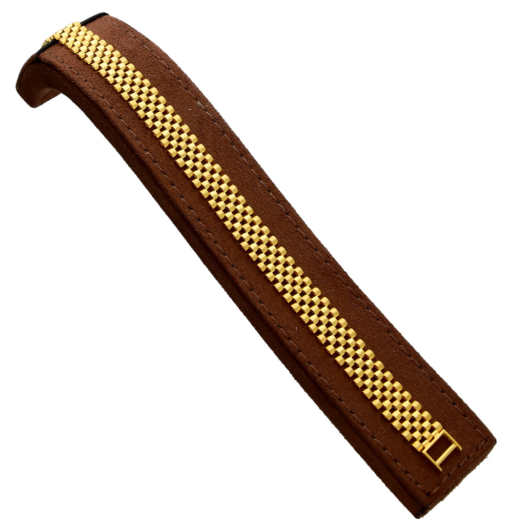 Gold Interlink Checks Strap Bracelet 21KT - FKJBRL21KM10292