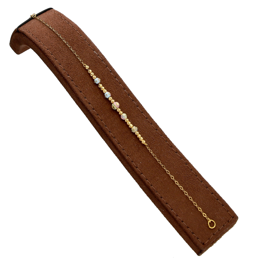 Gold Fancy Beaded Bracelet 21KT - FKJBRL21KM10302