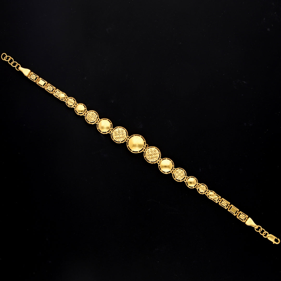 Gold Classic Flat Bead Bracelet 21KT - FKJBRL21KM10490