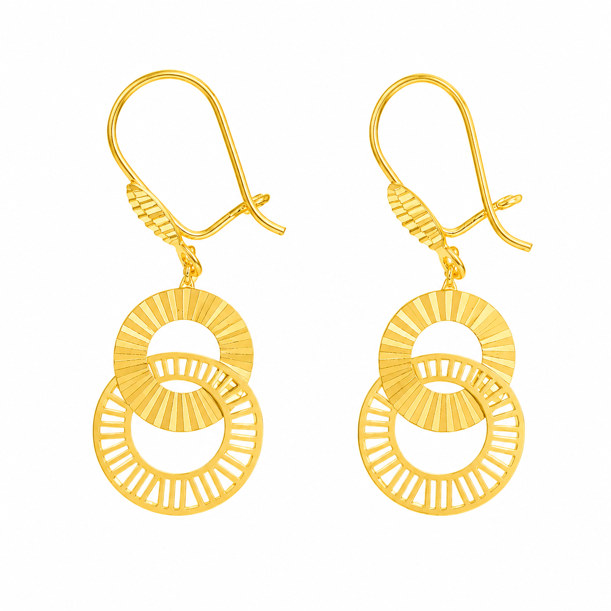 Gold Ring Shaped Dangler Earrings 21KT - FKJERN21KM12025