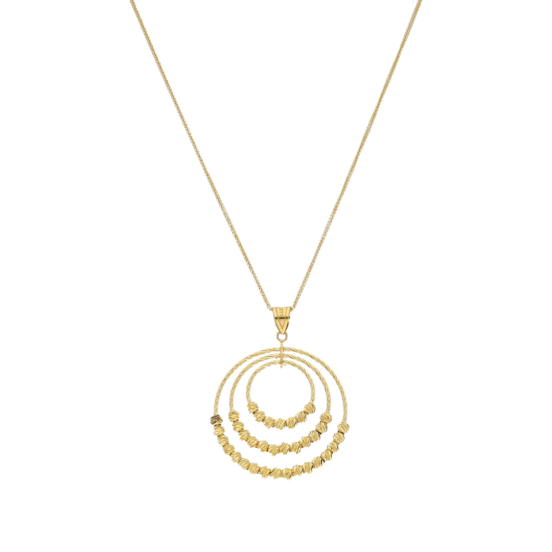 Gold Multiple Ring Necklace (Chain With Pendant) 21KT - FKJNKL21KM11806