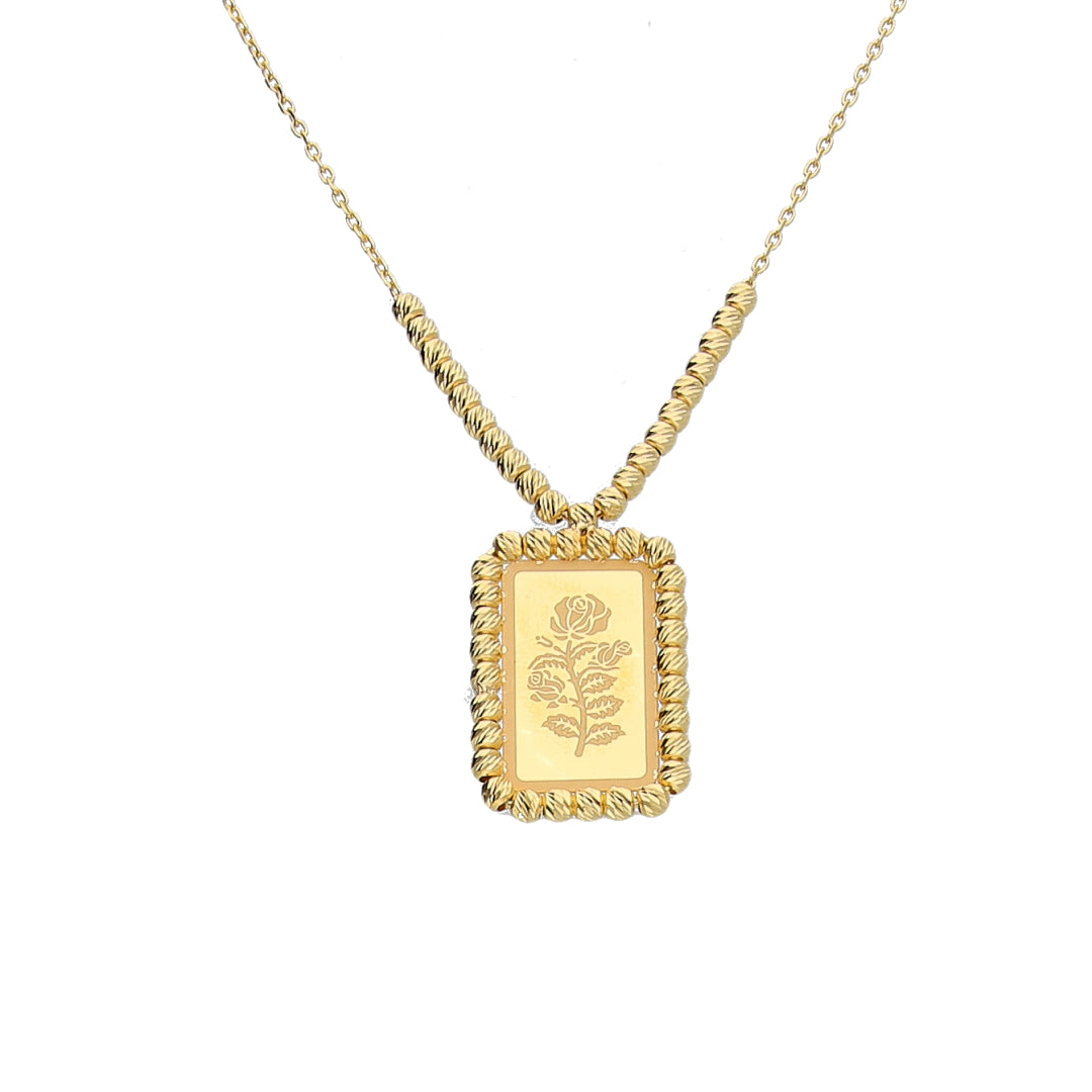 Gold Rose Bar Shaped Necklace 21KT - FKJNKL21KM11910