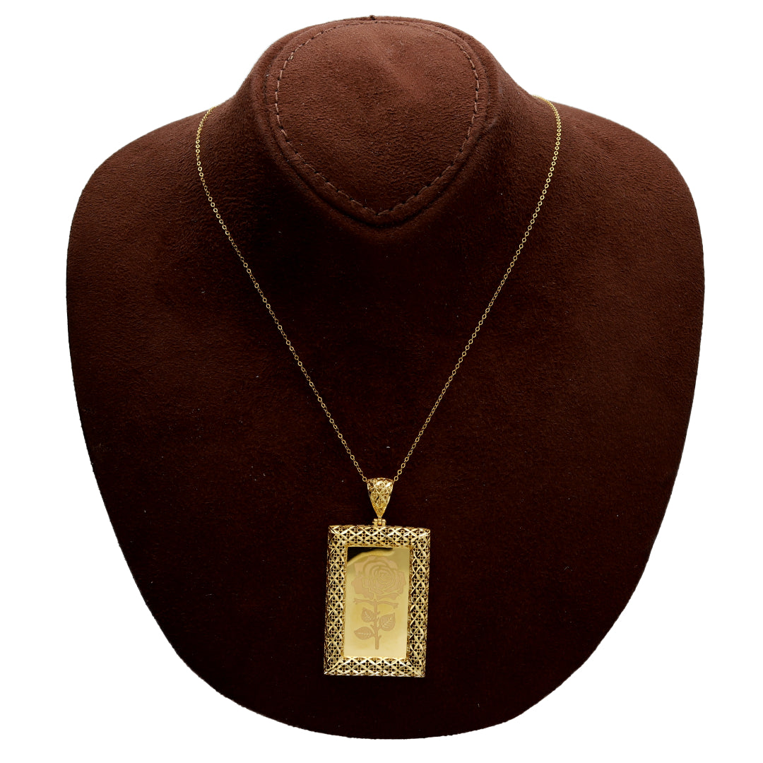 Gold Rose Frame Necklace 21KT - FKJNKL21KM10214