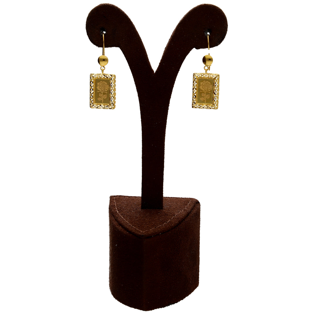 Gold Rose Frame Necklace Set (Necklace, Earrings and Ring) 21KT - FKJNKLST21KM10214