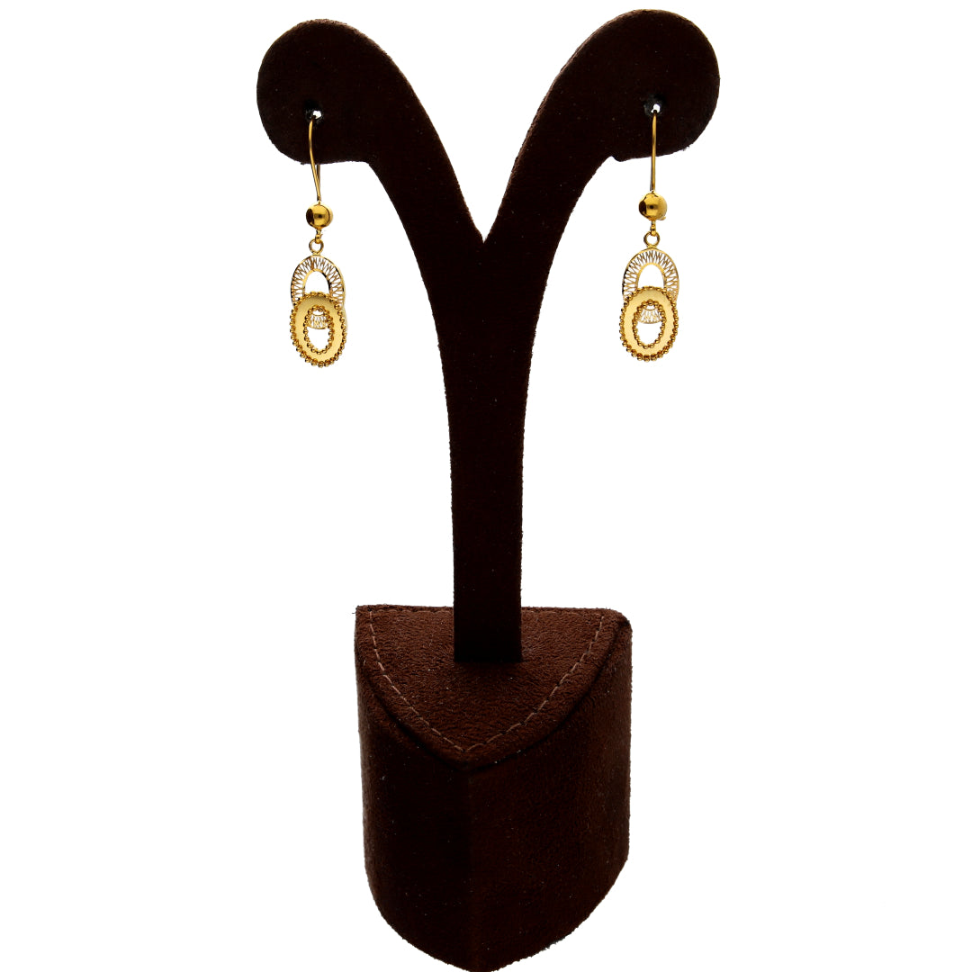 Gold Oval Link Necklace Set (Necklace, Earrings and Ring) 21KT - FKJNKLST21KM10216