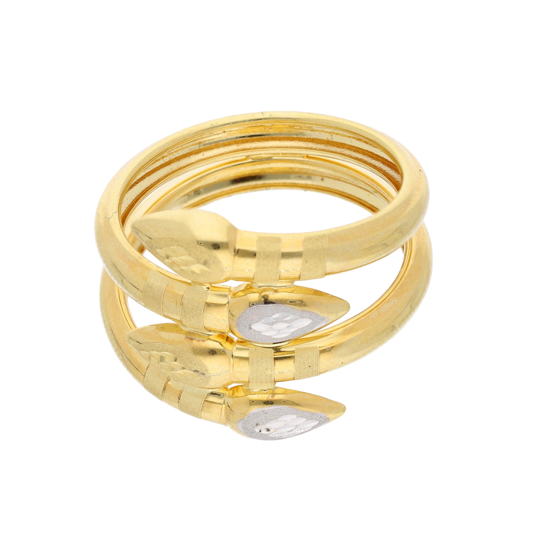 Gold Polished Dual-Tone Teardrop Ring 18KT - FKJRN18K10314