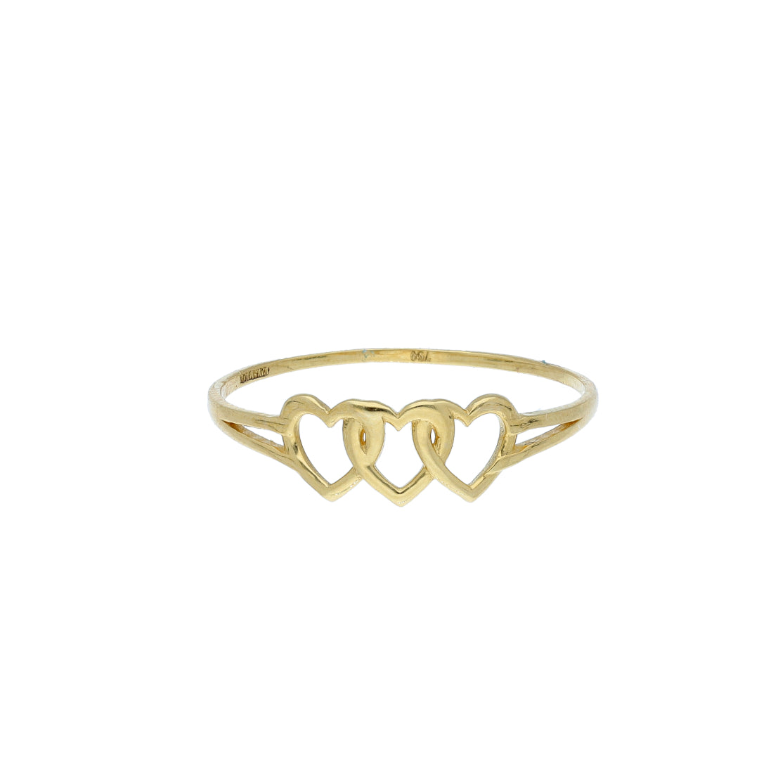 Gold Triple Heart Ring 18KT - FKJRN18K10423
