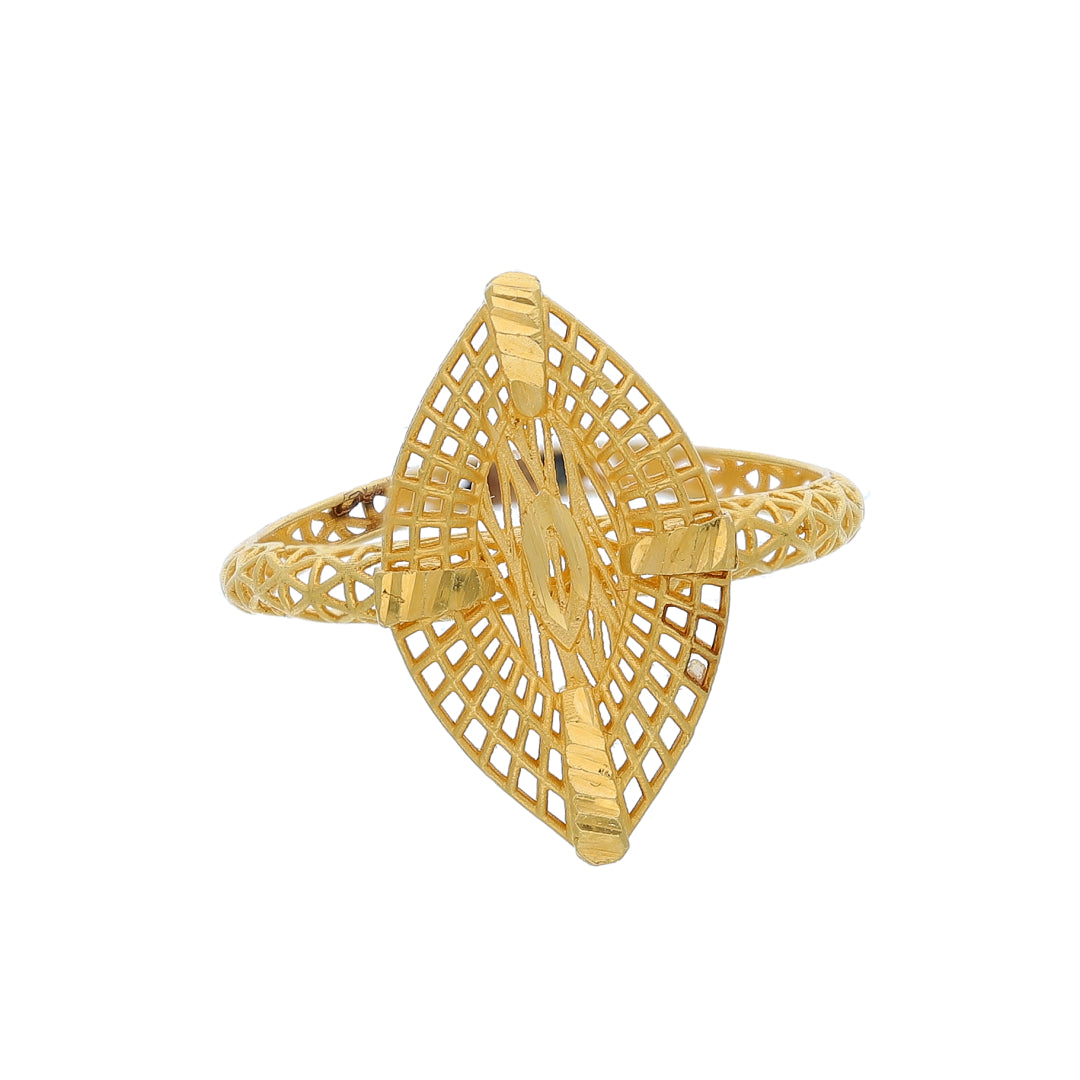 Gold Filigree Leaf Shape Ring 21KT - FKJRN21KM10444