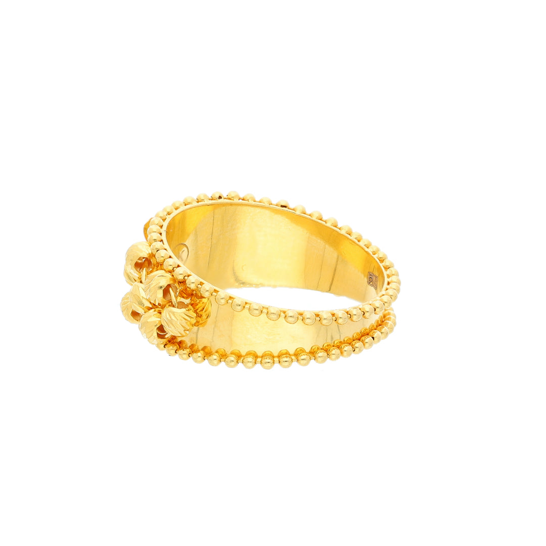 Gold Beaded Flower Ring 21KT - FKJRN21KM10473