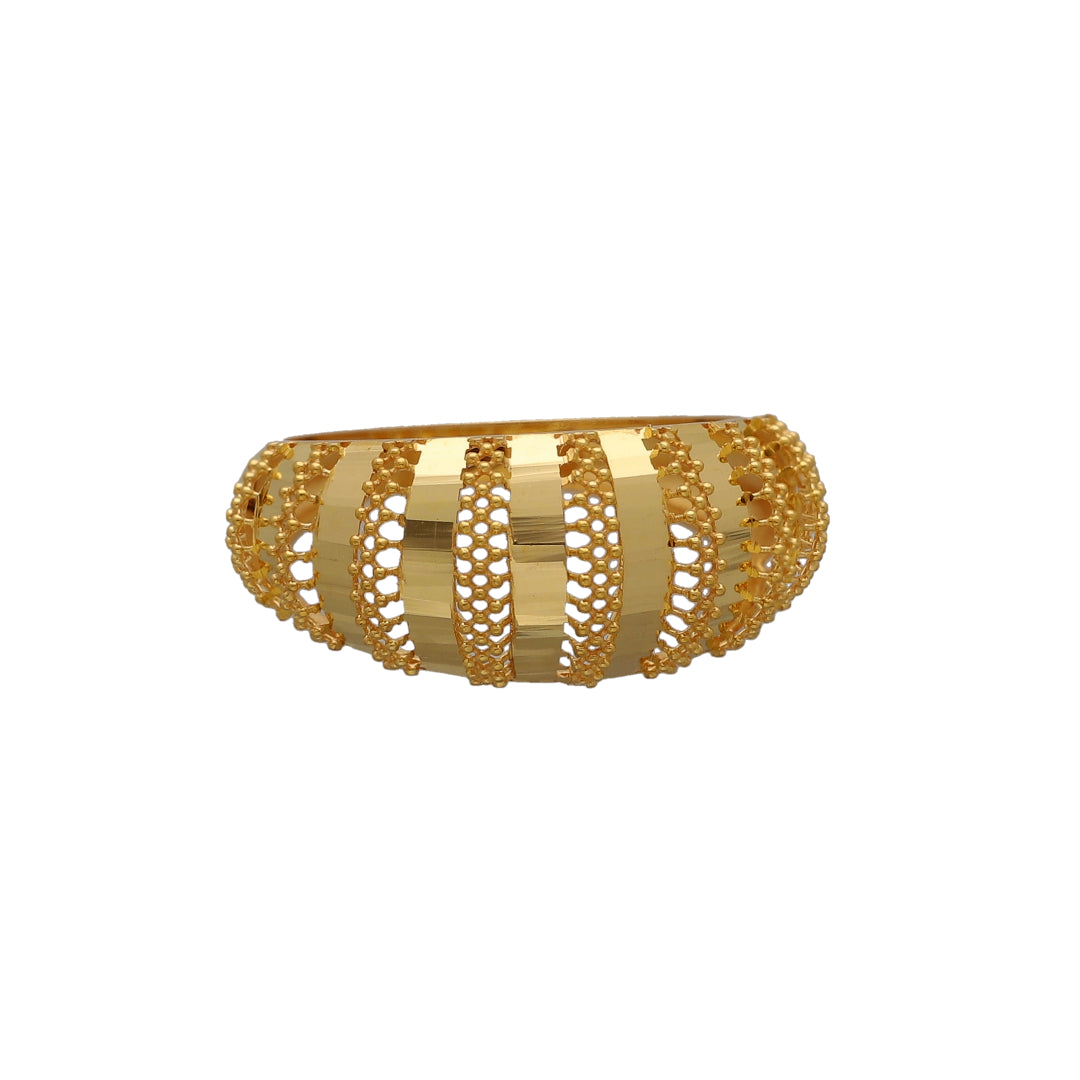 Gold Striped Dome Ring 21KT - FKJRN21KM10871