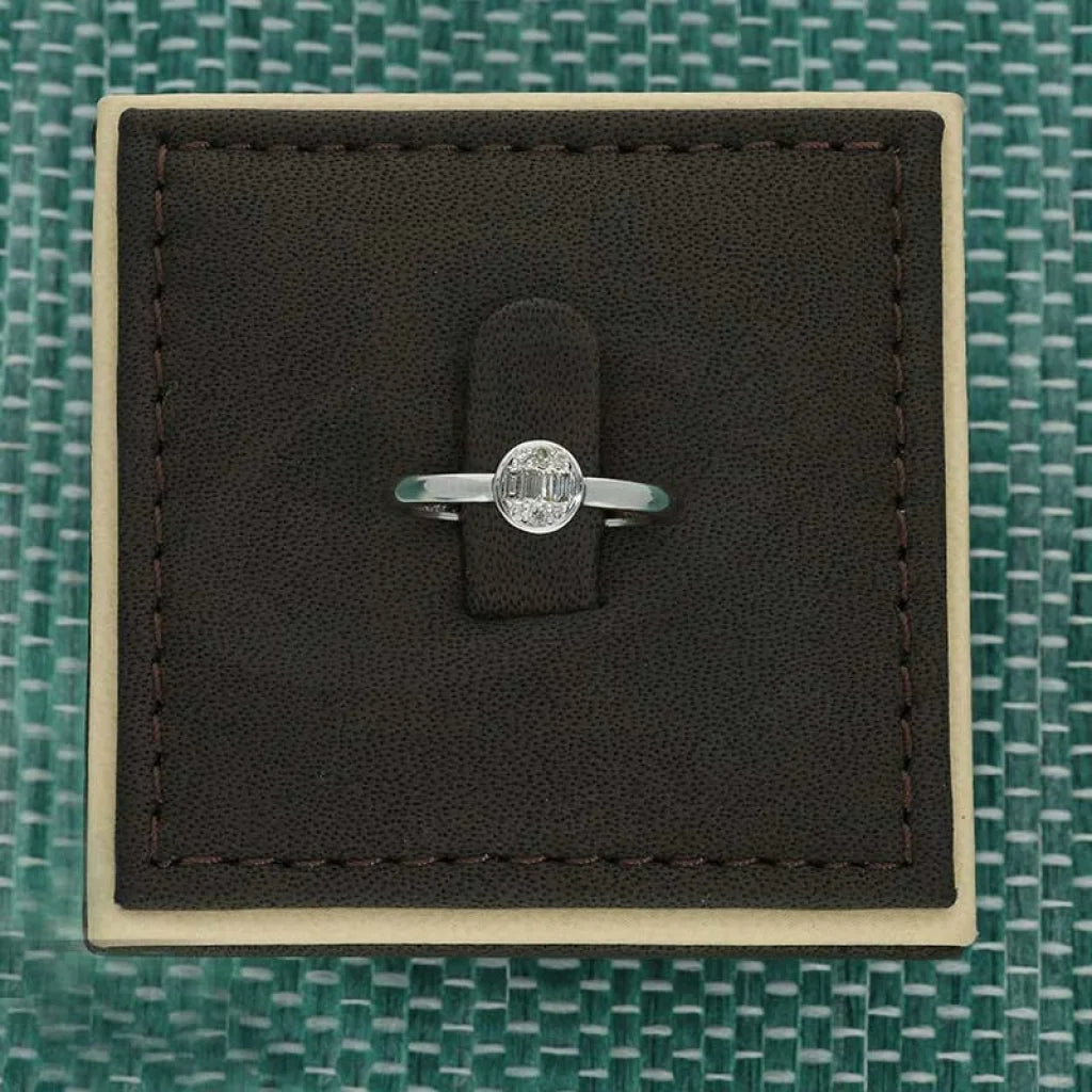 Diamond Emerald Cut Oval Shaped Ring In 18Kt White Gold - Fkjrn18K3115 Rings