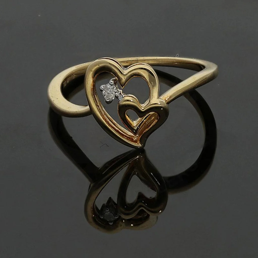 Diamond Solitaire In Twisted Twin Hearts Shaped Ring 18Kt Gold - Fkjrn18K2145 Rings