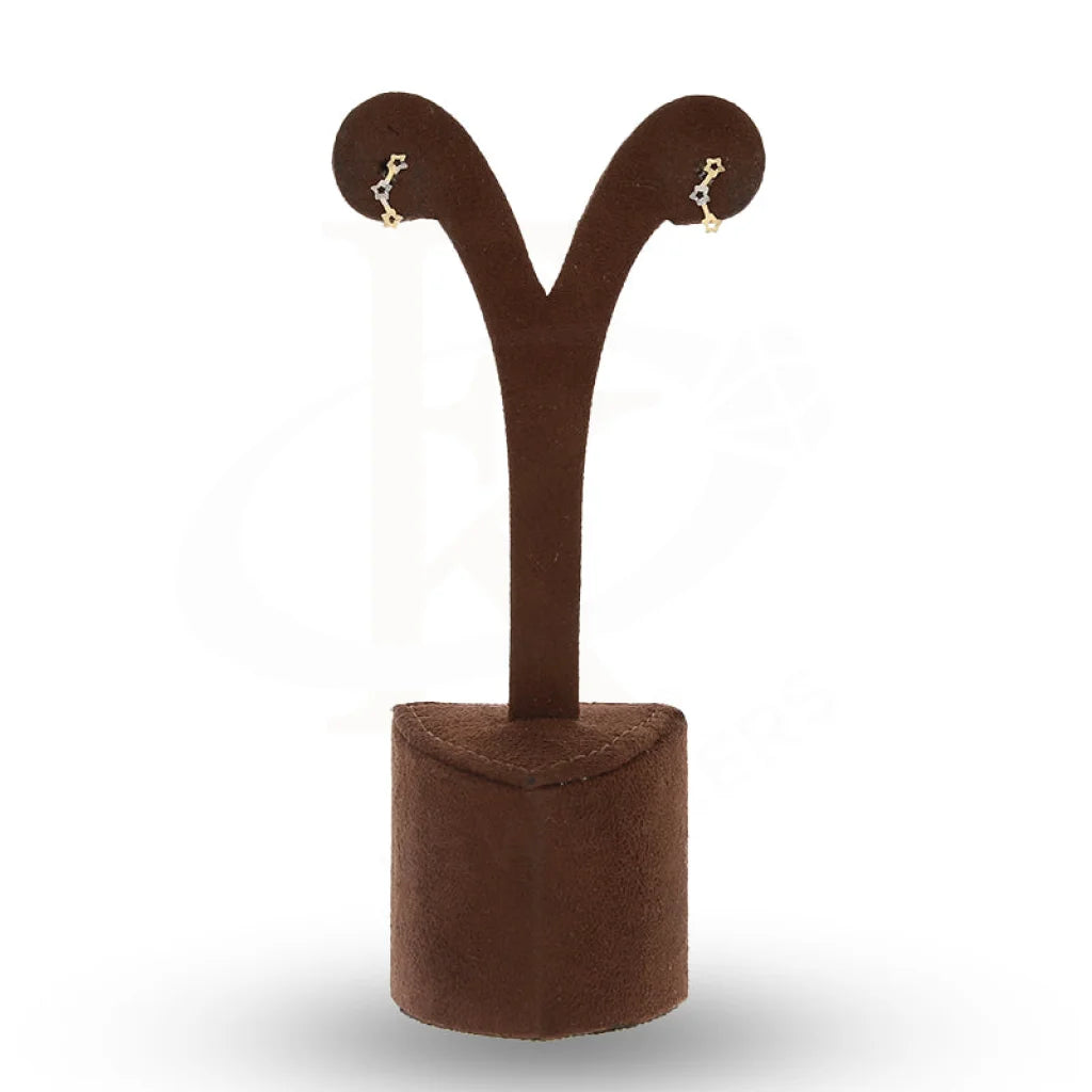 Dual Tone Gold Climber Tiny Star Stud Earrings 18Kt - Fkjern18K5536