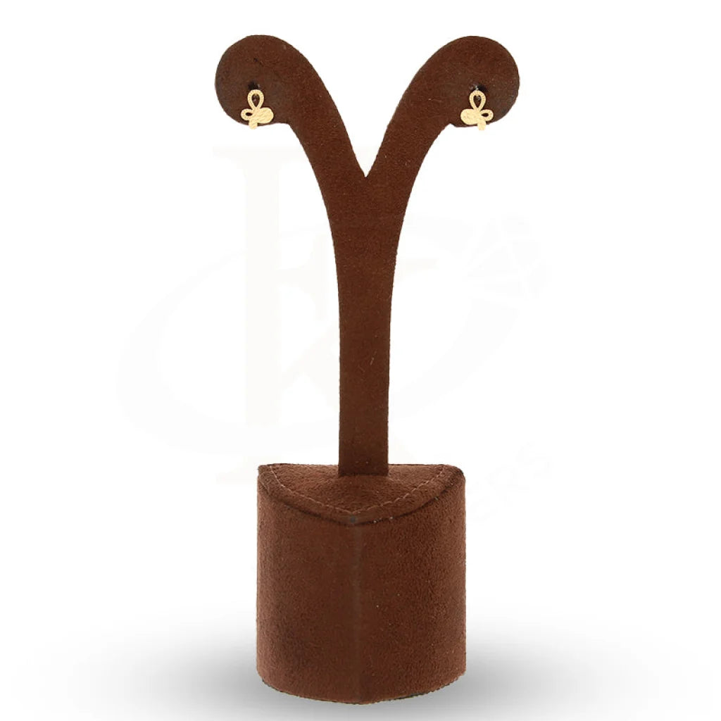 Gold Butterfly Shaped Stud Earrings 18Kt - Fkjern18K5530