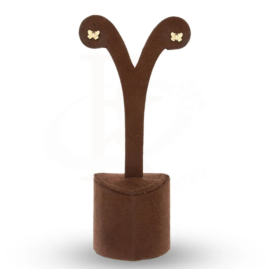 Gold Butterfly Shaped Stud Earrings 18Kt - Fkjern18K5534