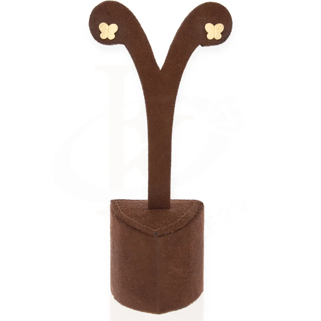 Gold Butterfly Shaped Stud Earrings 18Kt - Fkjern18K7350