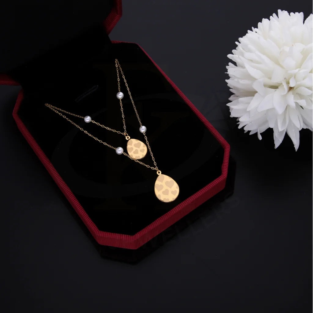 Gold Classy Heart In Hanging Oval Necklace 21Kt - Fkjnkl21Km8453 Necklaces