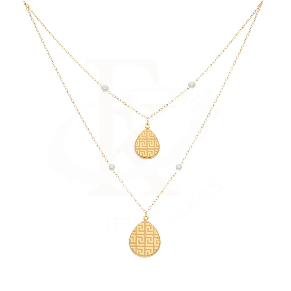 Gold Classy Line Pattern In Hanging Oval Necklace 21Kt - Fkjnkl21Km8455 Necklaces