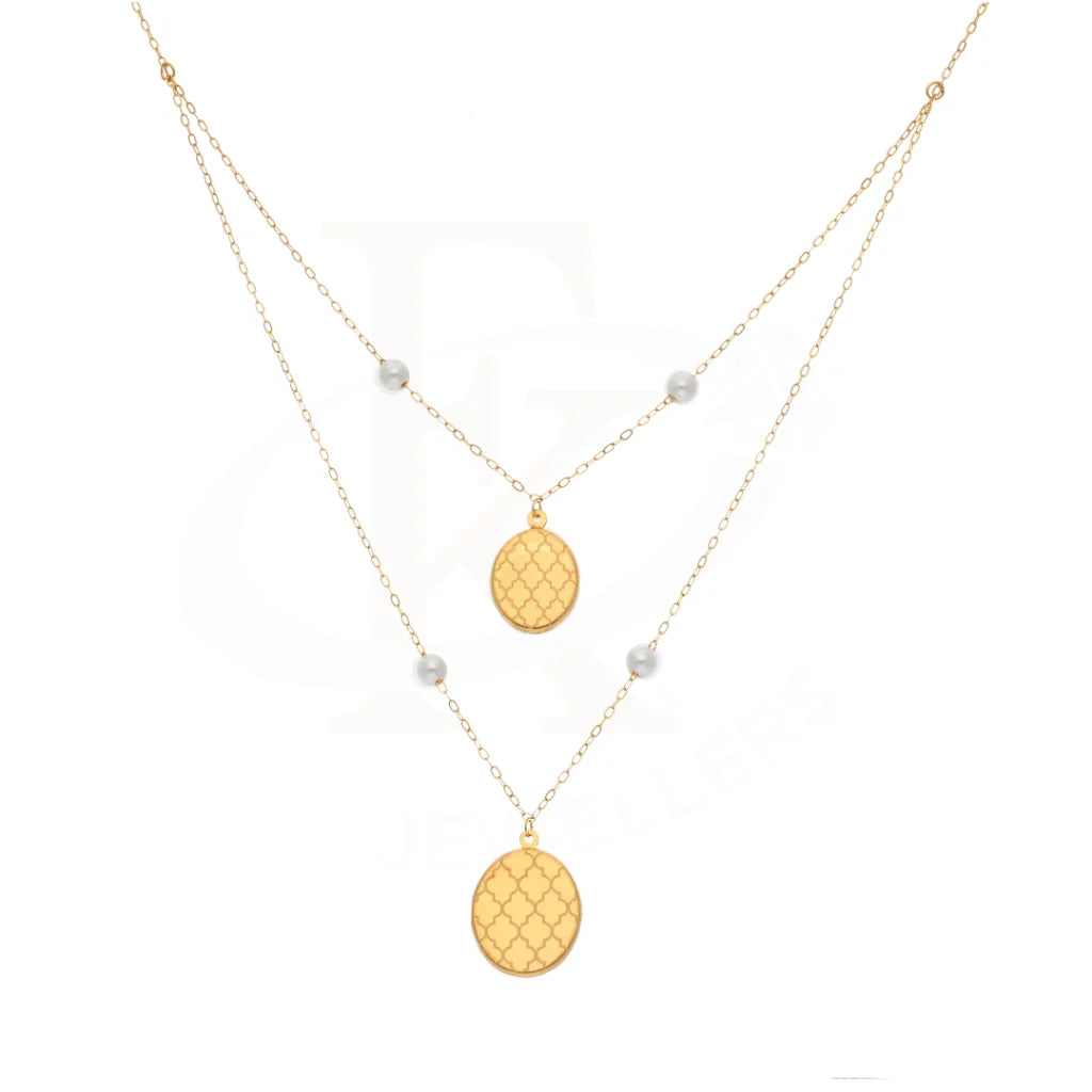 Gold Classy Old Pattern In Hanging Oval Shaped Necklace 21Kt - Fkjnkl21Km8451 Necklaces