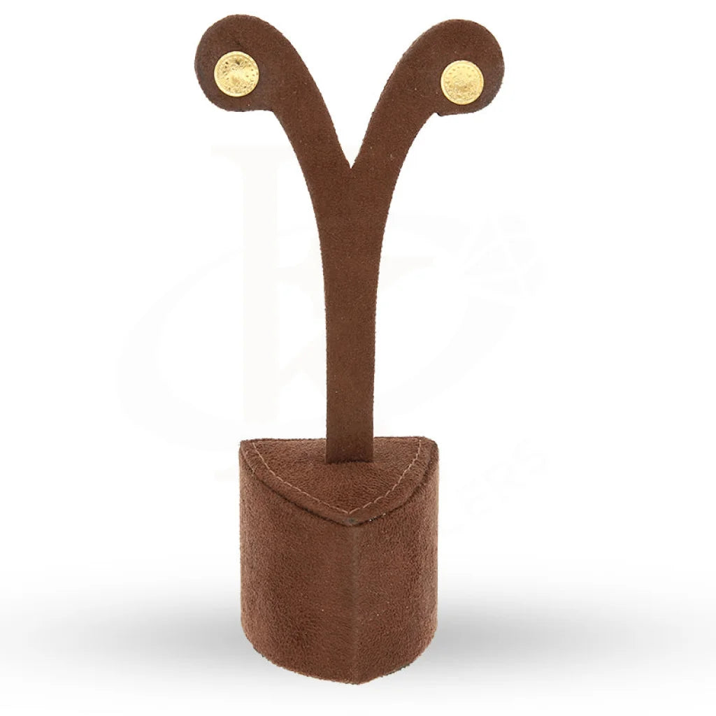 Gold Coin Shaped Stud Earrings 21Kt - Fkjern21Km5172