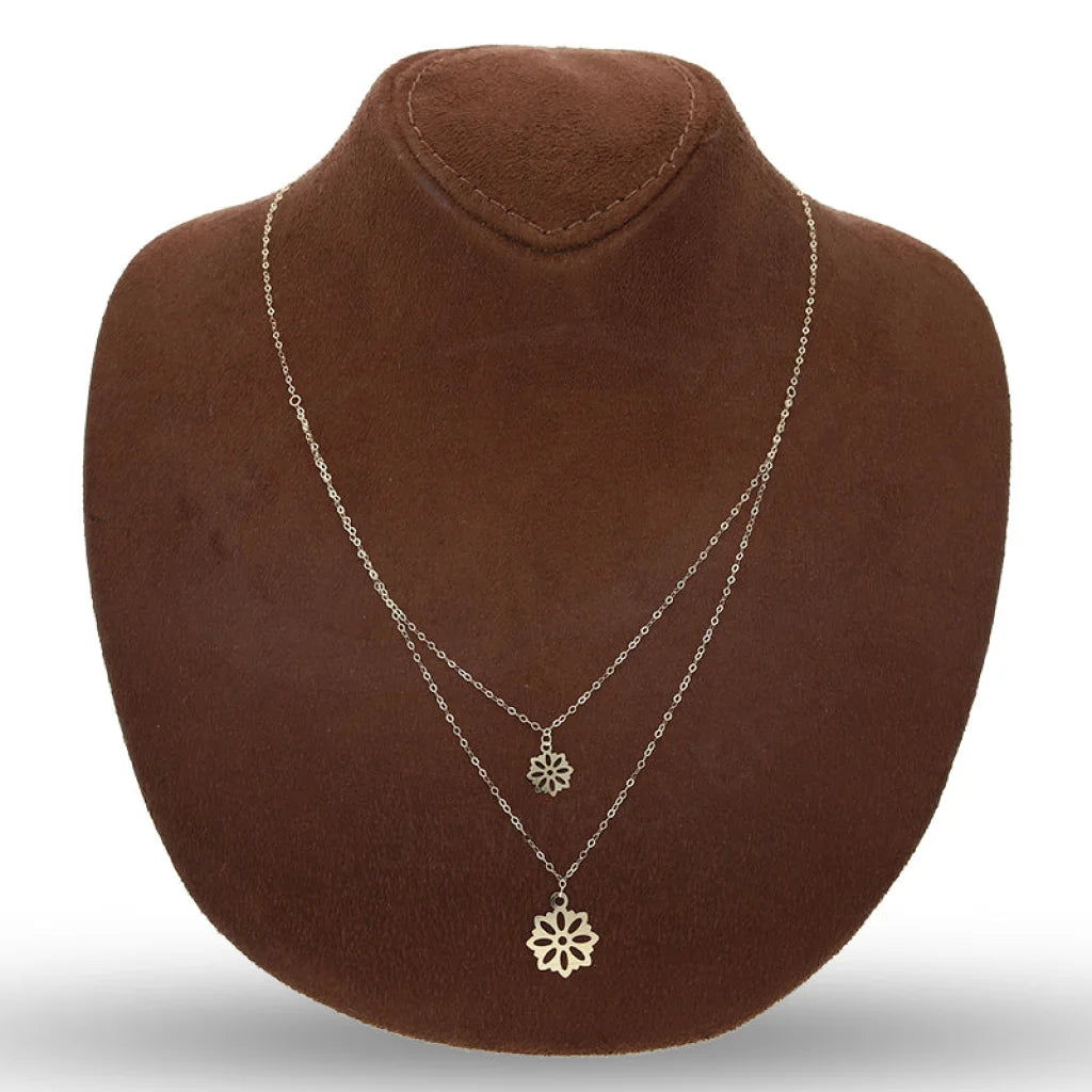 Gold Double Flower Necklace 18Kt - Fkjnkl18Km5311 Necklaces