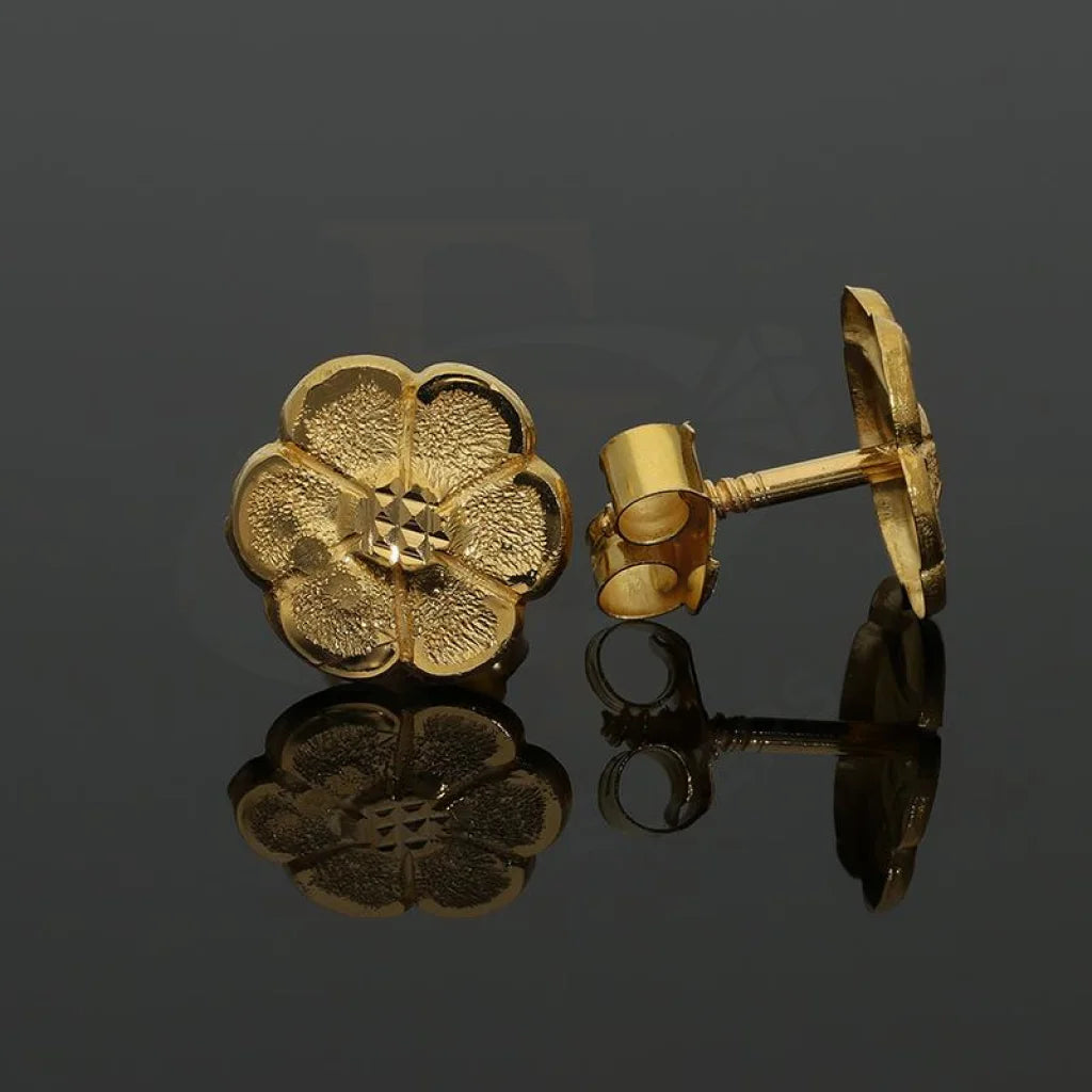 Gold Flower Stud Earrings 18Kt - Fkjern18K2585