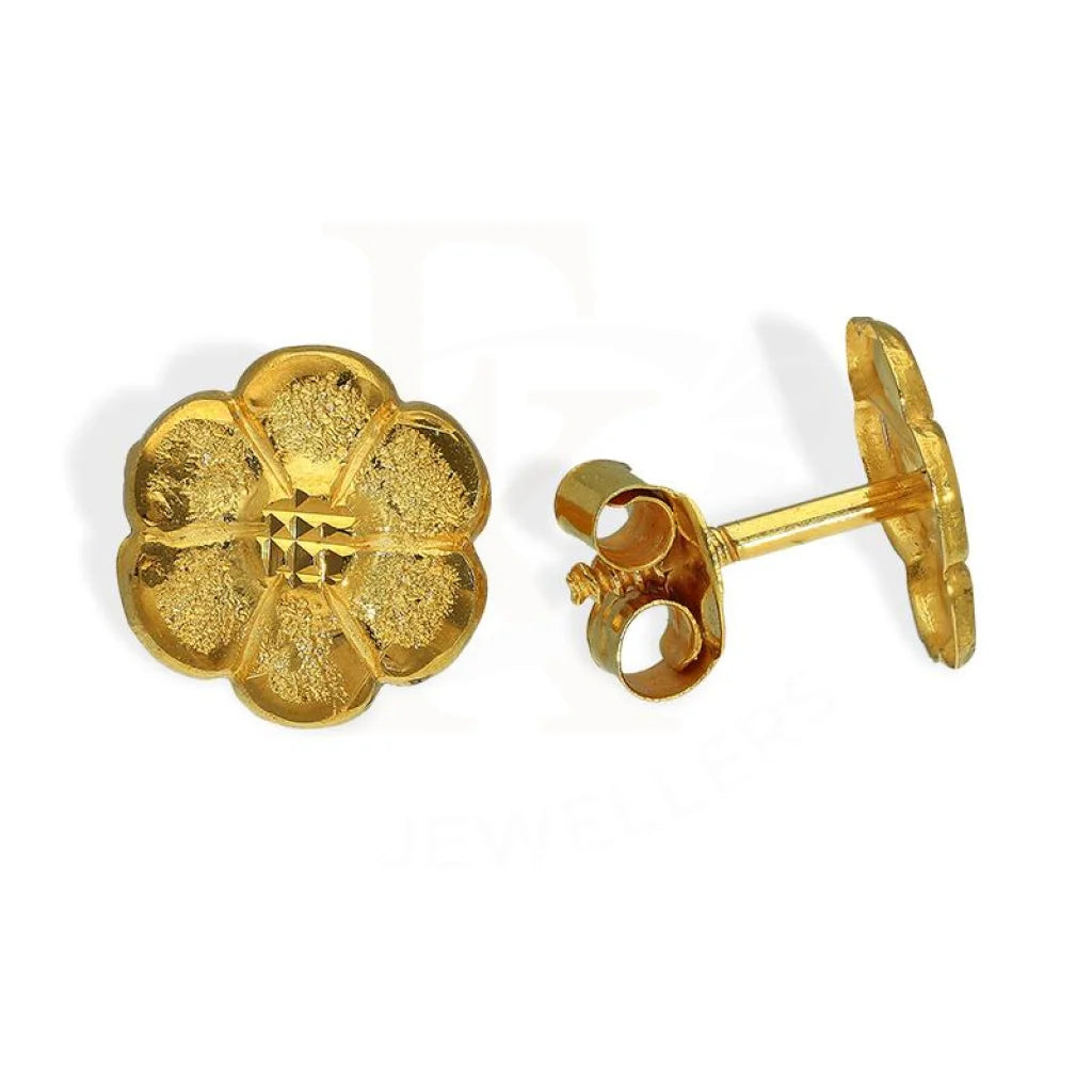 Gold Flower Stud Earrings 18Kt - Fkjern18K2585