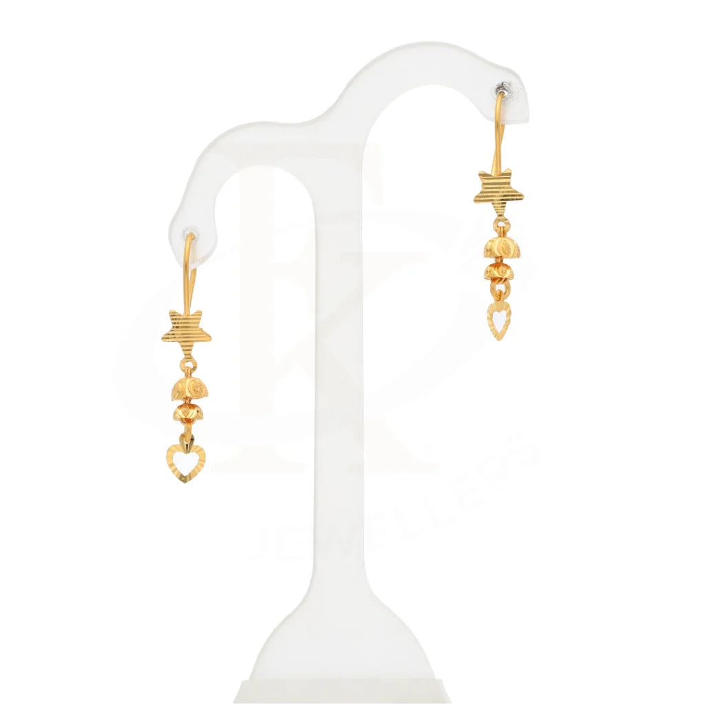 Gold Hanging Open Heart Earring 21Kt - Fkjern21Km8440 Earrings