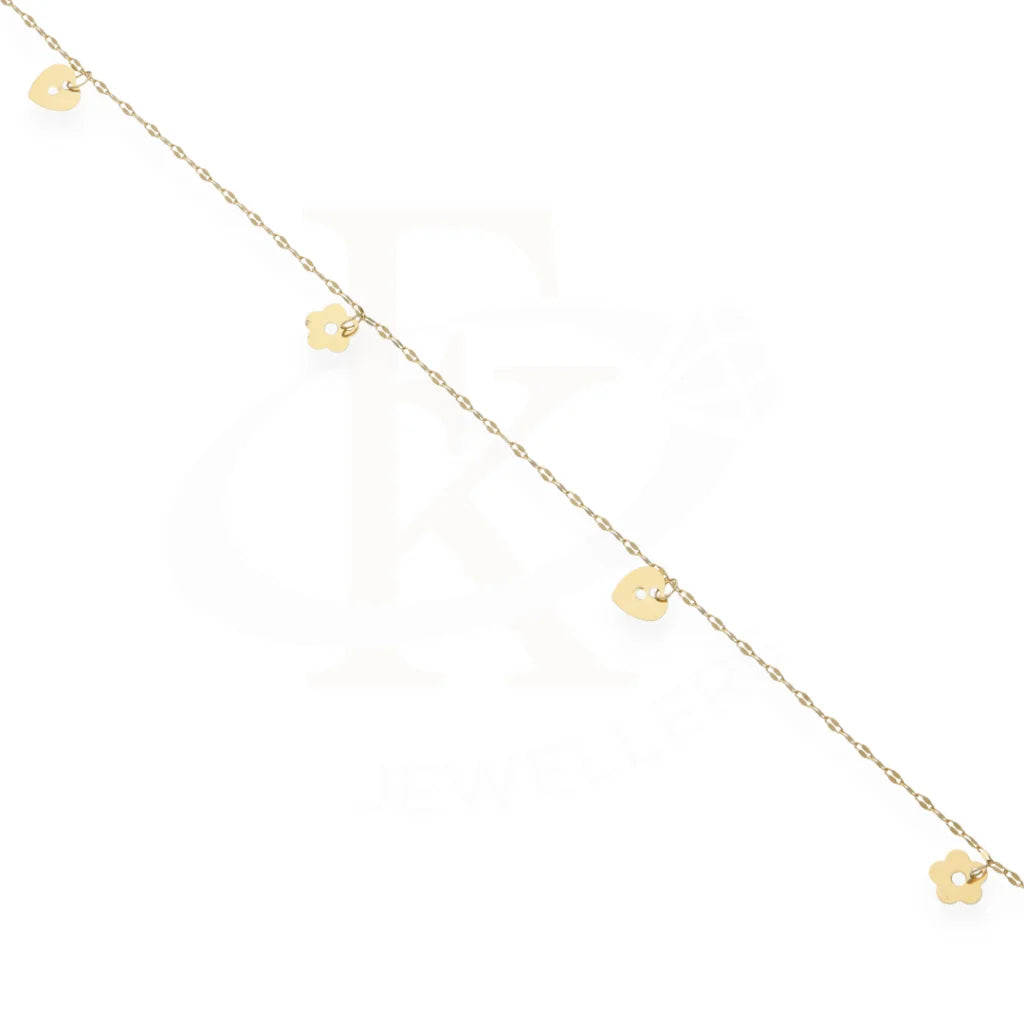 Gold Heart And Flower Shaped Anklet 18Kt - Fkjankl18K7860 Anklets