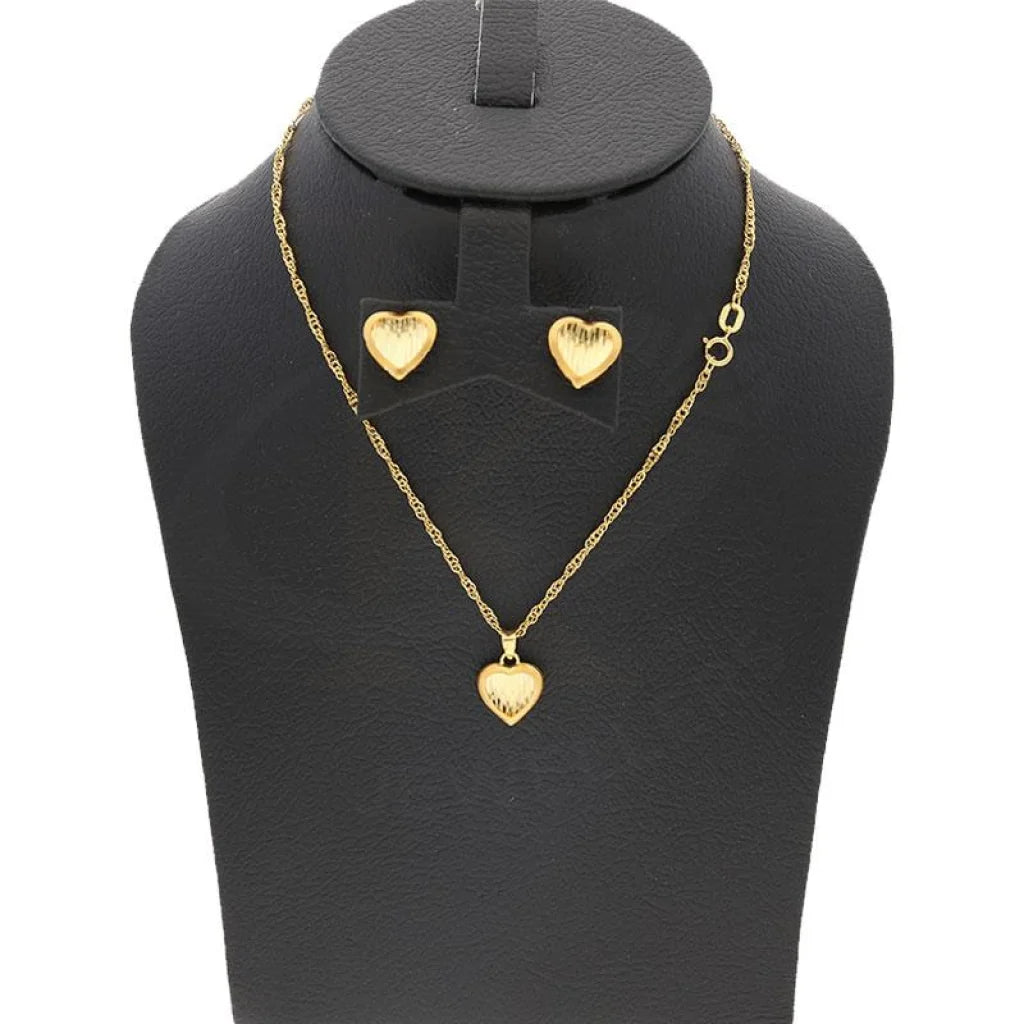 Gold Heart Pendant Set (Necklace And Earrings) 18Kt - Fkjnklst1713 Sets