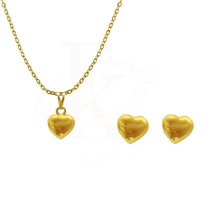 Gold Heart Pendant Set (Necklace And Earrings) 18Kt - Fkjnklst1718 Sets