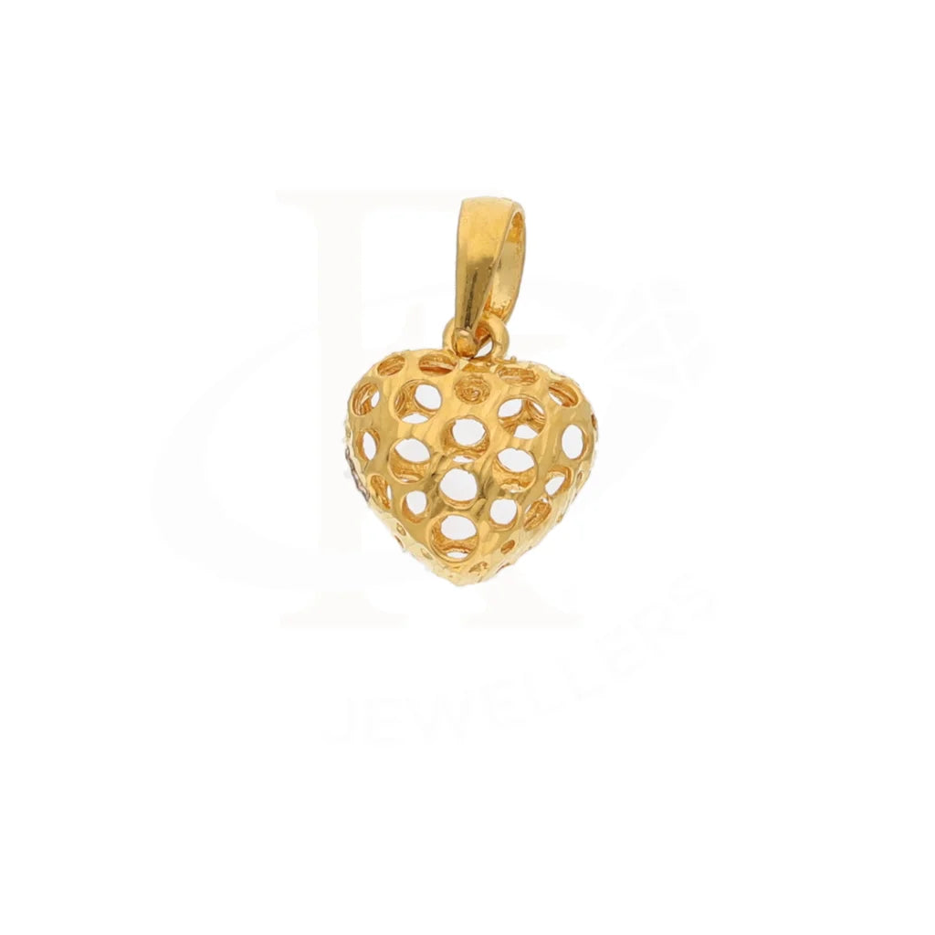Gold Hollow Heart Shaped Pendant 21Kt - Fkjpnd21Km8538 Pendants