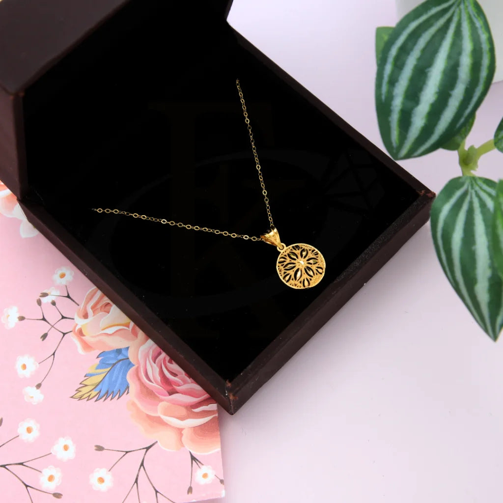 Gold Hollow Round Shaped Necklace 21Kt - Fkjnkl21Km8523 Necklaces