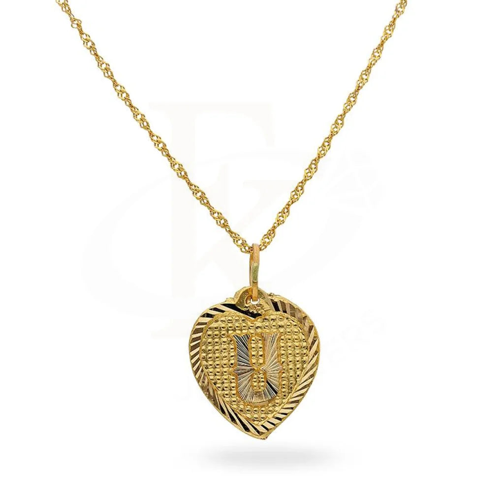 Gold Necklace (Chain With Alphabet Pendant) 22Kt - Fkjnkl1847 U Necklaces