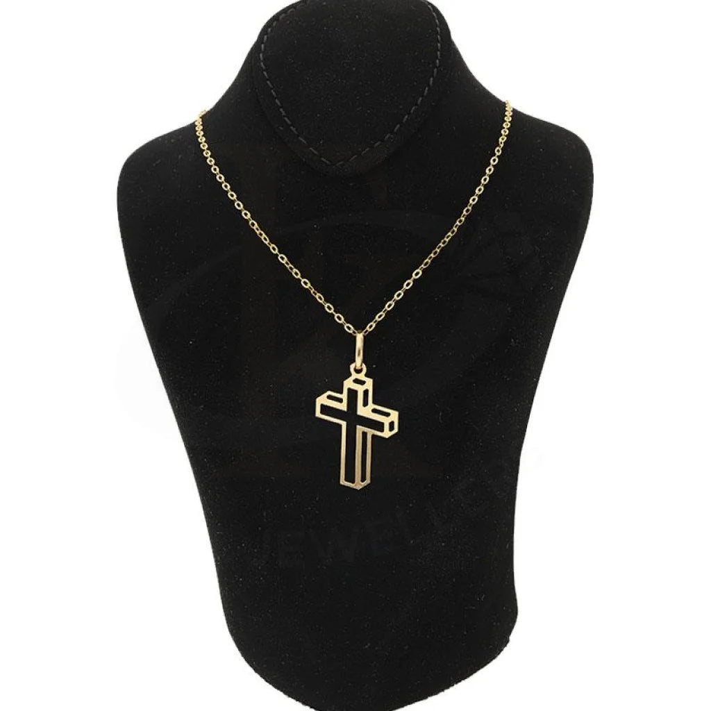 Gold Necklace (Chain With Cross Pendant) 18Kt - Fkjnkl1227 Necklaces