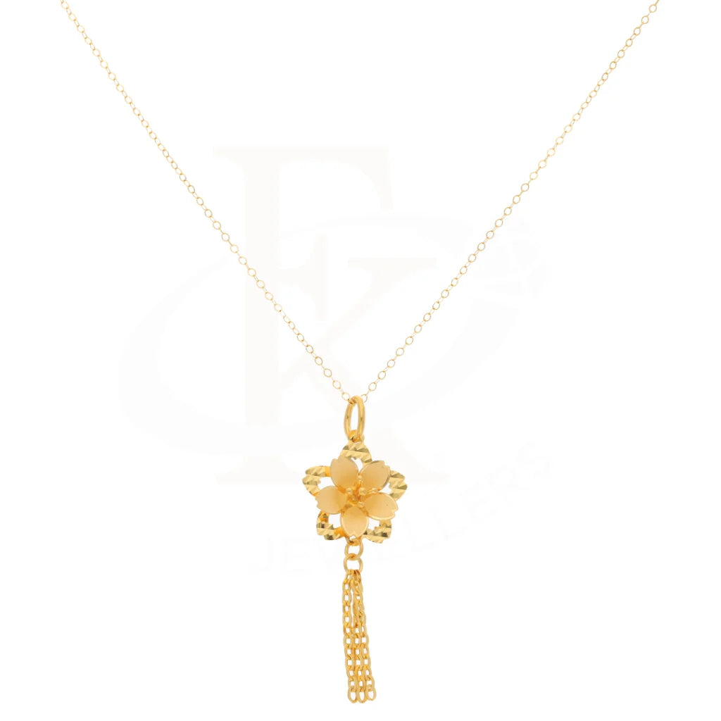 Gold Necklace (Chain With Floral Style Pendant) 21Kt - Fkjnkl21Km8433 Necklaces