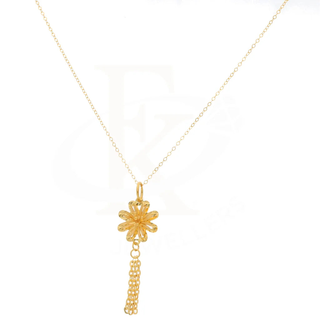 Gold Necklace (Chain With Floral Style Pendant) 21Kt - Fkjnkl21Km8434 Necklaces